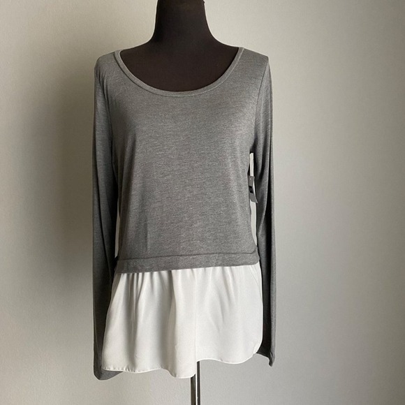 Gap sz S gray white layered blouse top - Picture 1 of 9